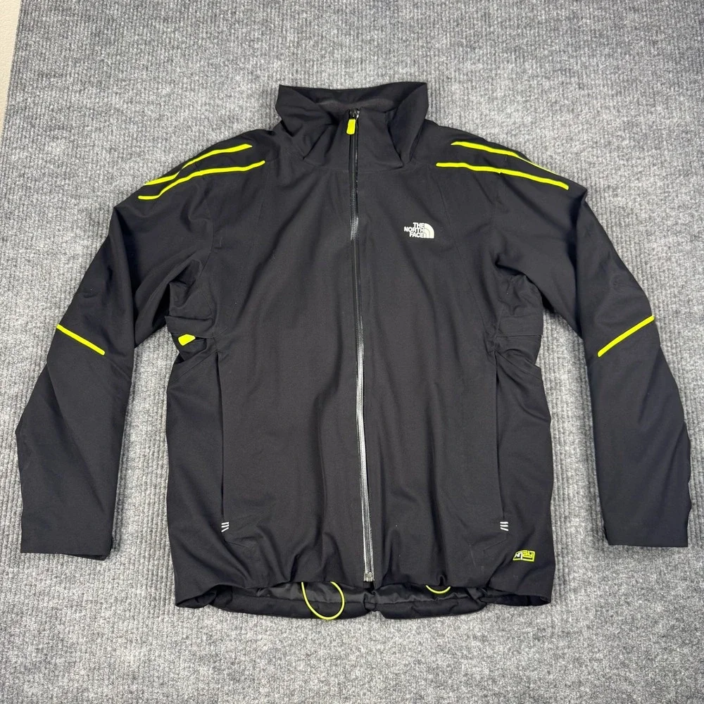 The North Face Jacket Mens L Black Ski Snowboard Shell Hooded Neon HyVent